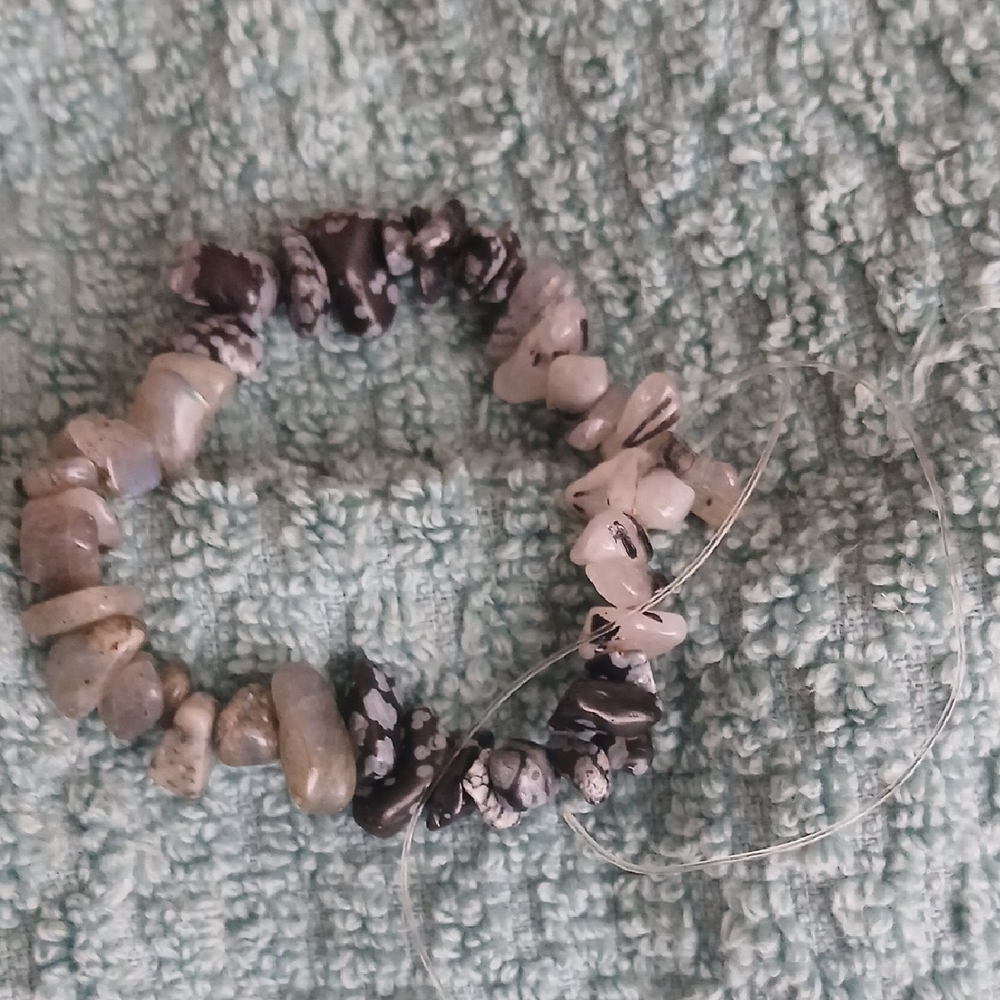 Black and Gray Stone Beaded Bracelet